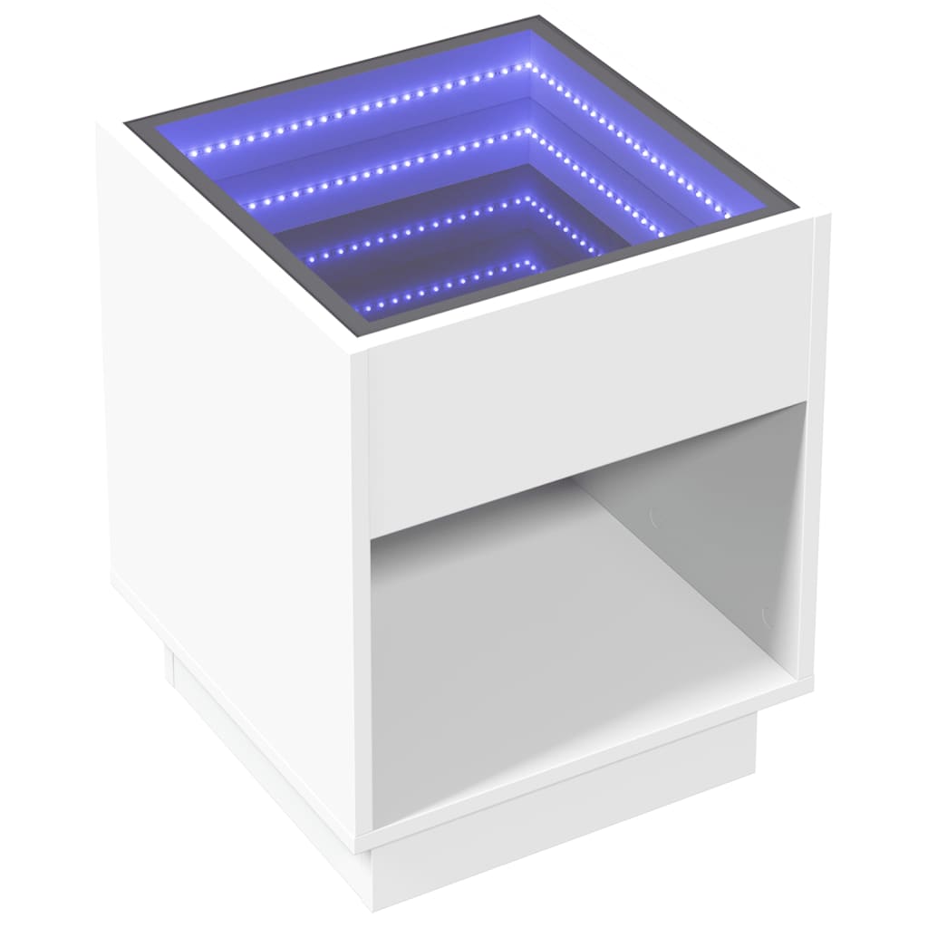 Salongbord Sofabord Hvit med Infinity LED 40x40x50 cm