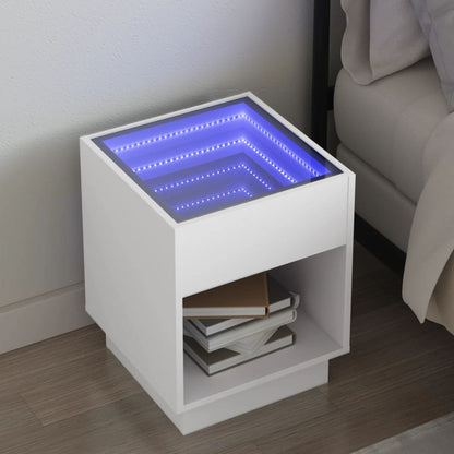 Salongbord Sofabord Hvit med Infinity LED 40x40x50 cm