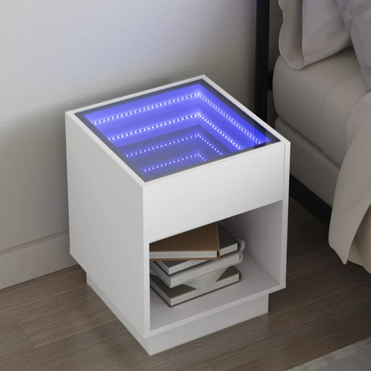 Salongbord Sofabord Hvit med Infinity LED 40x40x50 cm