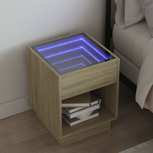 Salongbord Sofabord Sonoma Eik med Infinity LED 40x40x50 cm