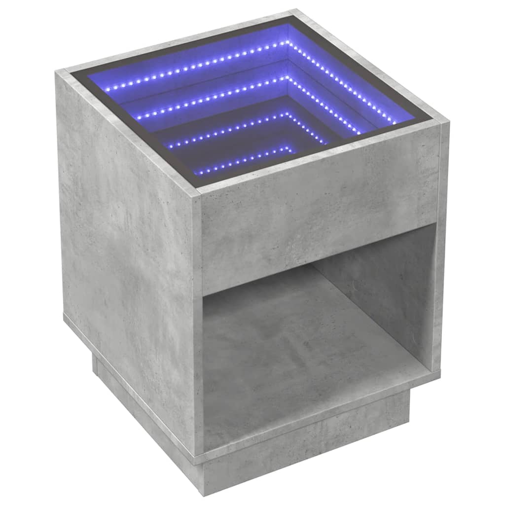 Salongbord Sofabord Betonggrå med Infinity LED 40x40x50 cm