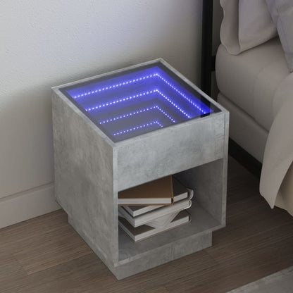 Salongbord Sofabord Betonggrå med Infinity LED 40x40x50 cm
