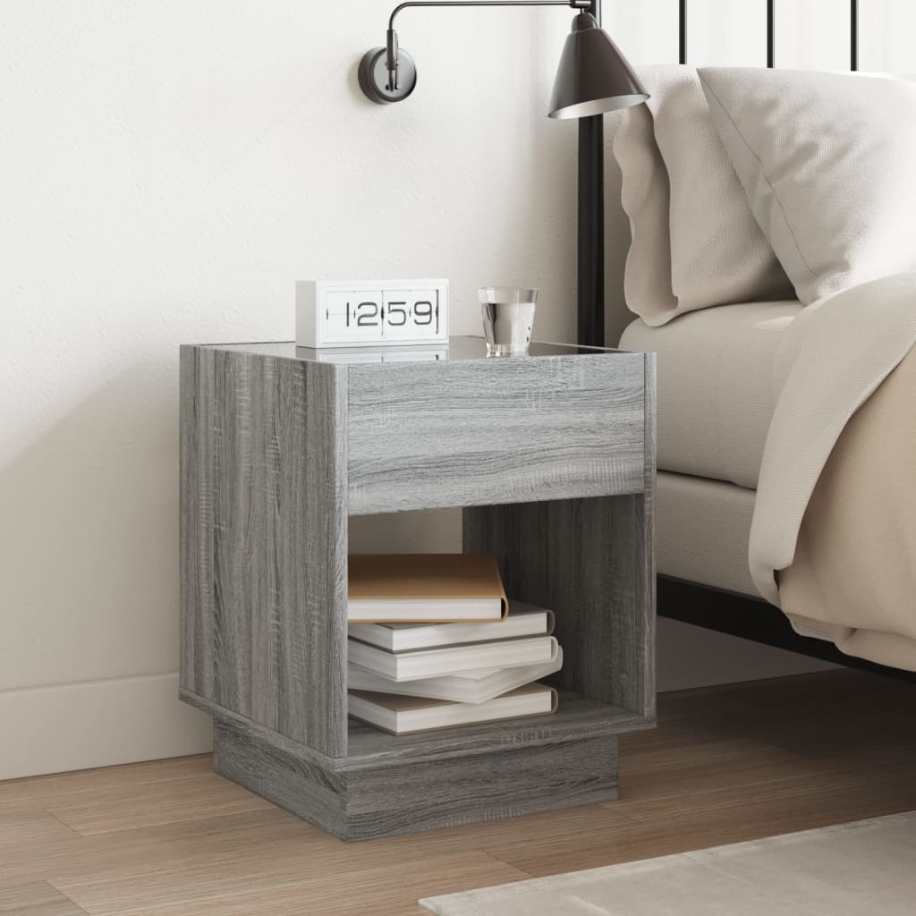 Salongbord Sofabord Sonoma Grå med Infinity LED 40x40x50 cm