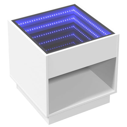 Salongbord Sofabord Hvit med Infinity LED 50x50x50 cm