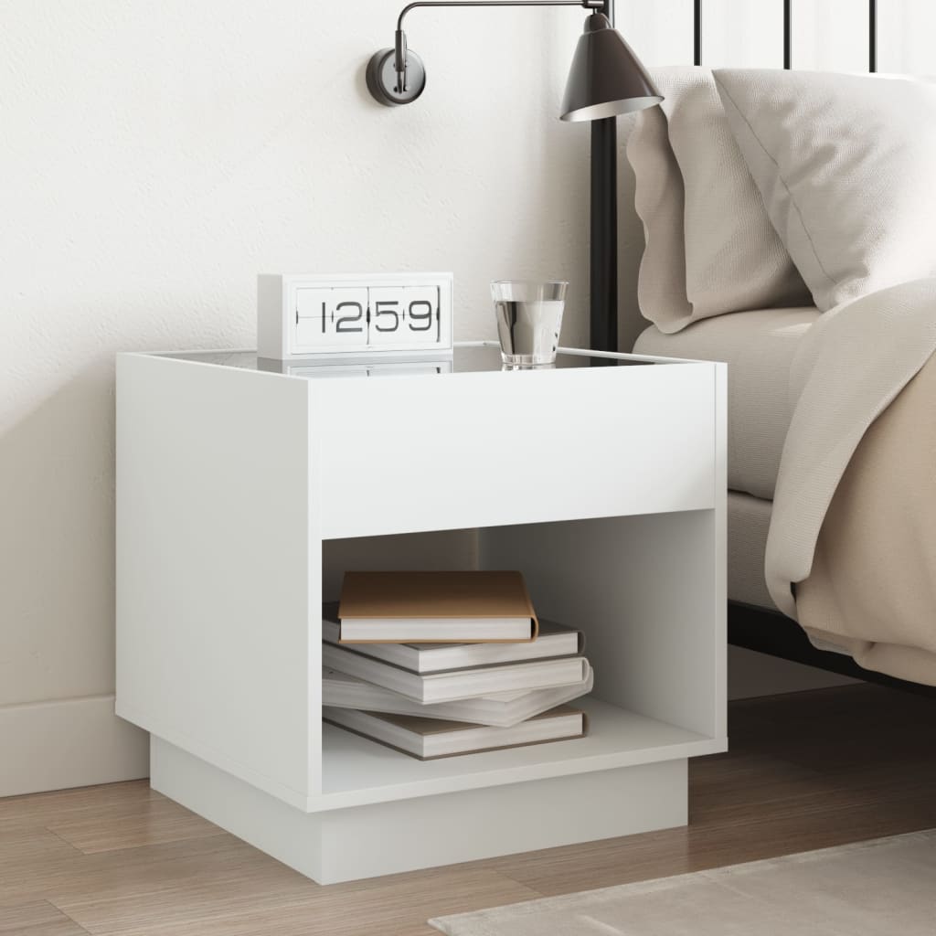 Salongbord Sofabord Hvit med Infinity LED 50x50x50 cm