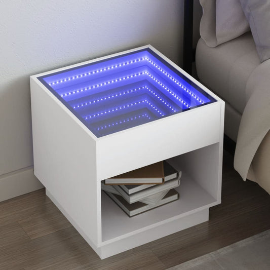 Salongbord Sofabord Hvit med Infinity LED 50x50x50 cm