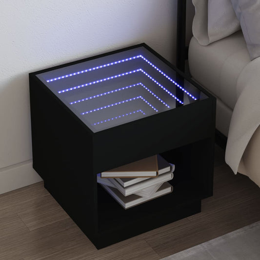 Salongbord Sofabord Svart med Infinity LED 50x50x50 cm