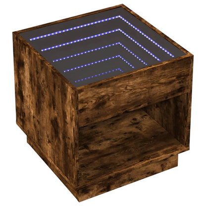 Nattbord Sengbord Røkt Eik med Infinity LED 50x50x50 cm