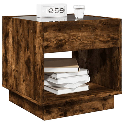 Nattbord Sengbord Røkt Eik med Infinity LED 50x50x50 cm
