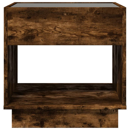 Nattbord Sengbord Røkt Eik med Infinity LED 50x50x50 cm