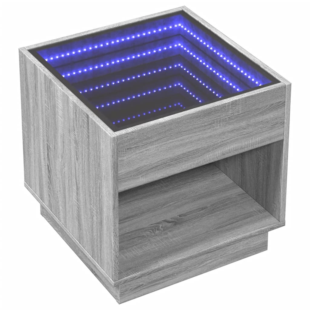 Salongbord Sofabord Sonoma Grå med Infinity LED 50x50x50 cm
