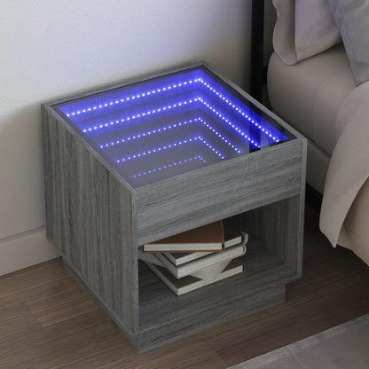 Salongbord Sofabord Sonoma Grå med Infinity LED 50x50x50 cm