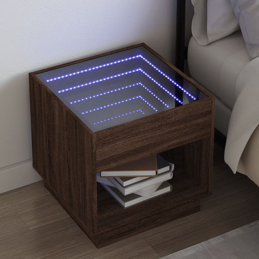Salongbord Sofabord Brun Eik med Infinity LED 50x50x50 cm