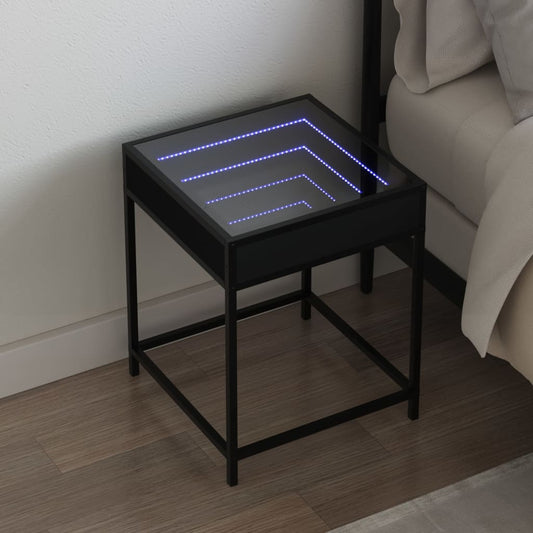 Salongbord Sofabord Svart med Infinity LED 40x40x51 cm