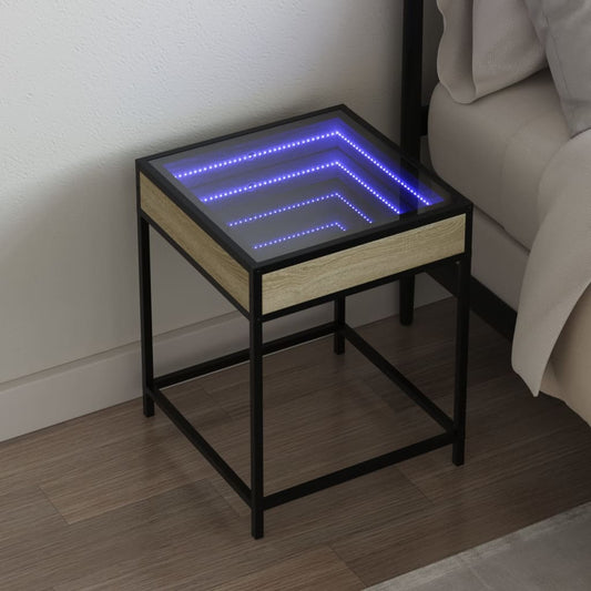 Salongbord Sofabord Sonoma Eik med Infinity LED 40x40x51 cm