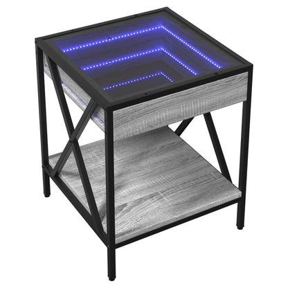 Salongbord Sofabord Sonoma Grå med Infinity LED 40x40x49 cm