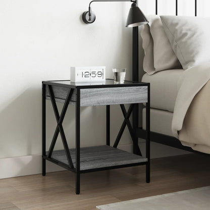 Salongbord Sofabord Sonoma Grå med Infinity LED 40x40x49 cm