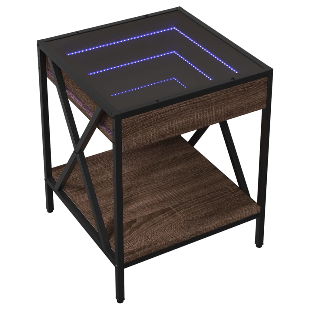 Salongbord Sofabord Brun Eik med Infinity LED 40x40x49 cm