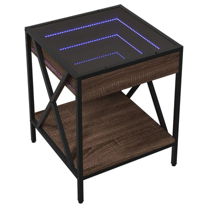 Salongbord Sofabord Brun Eik med Infinity LED 40x40x49 cm