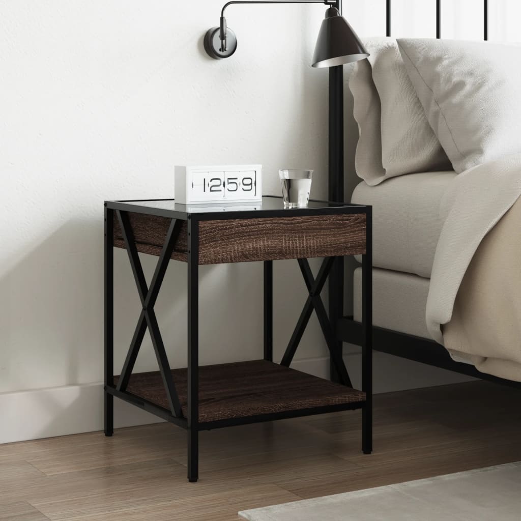Salongbord Sofabord Brun Eik med Infinity LED 40x40x49 cm