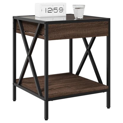 Salongbord Sofabord Brun Eik med Infinity LED 40x40x49 cm