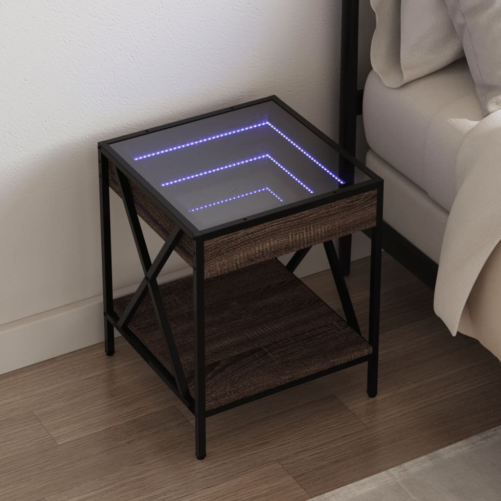 Salongbord Sofabord Brun Eik med Infinity LED 40x40x49 cm