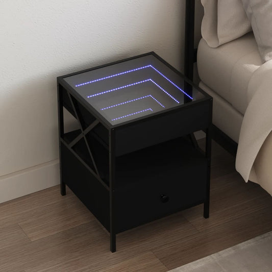 Salongbord Sofabord Svart med Infinity LED 40x40x51 cm