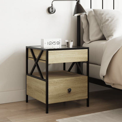 Salongbord Sofabord Sonoma Eik med Infinity LED 40x40x51 cm