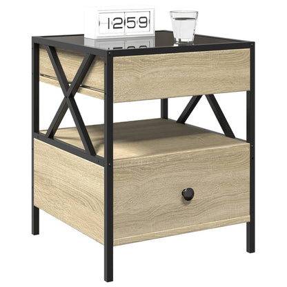 Salongbord Sofabord Sonoma Eik med Infinity LED 40x40x51 cm