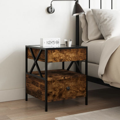 Nattbord Sengbord Røkt Eik med Infinity LED 40x40x51 cm