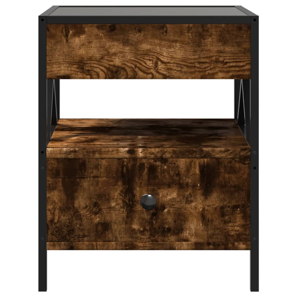 Nattbord Sengbord Røkt Eik med Infinity LED 40x40x51 cm