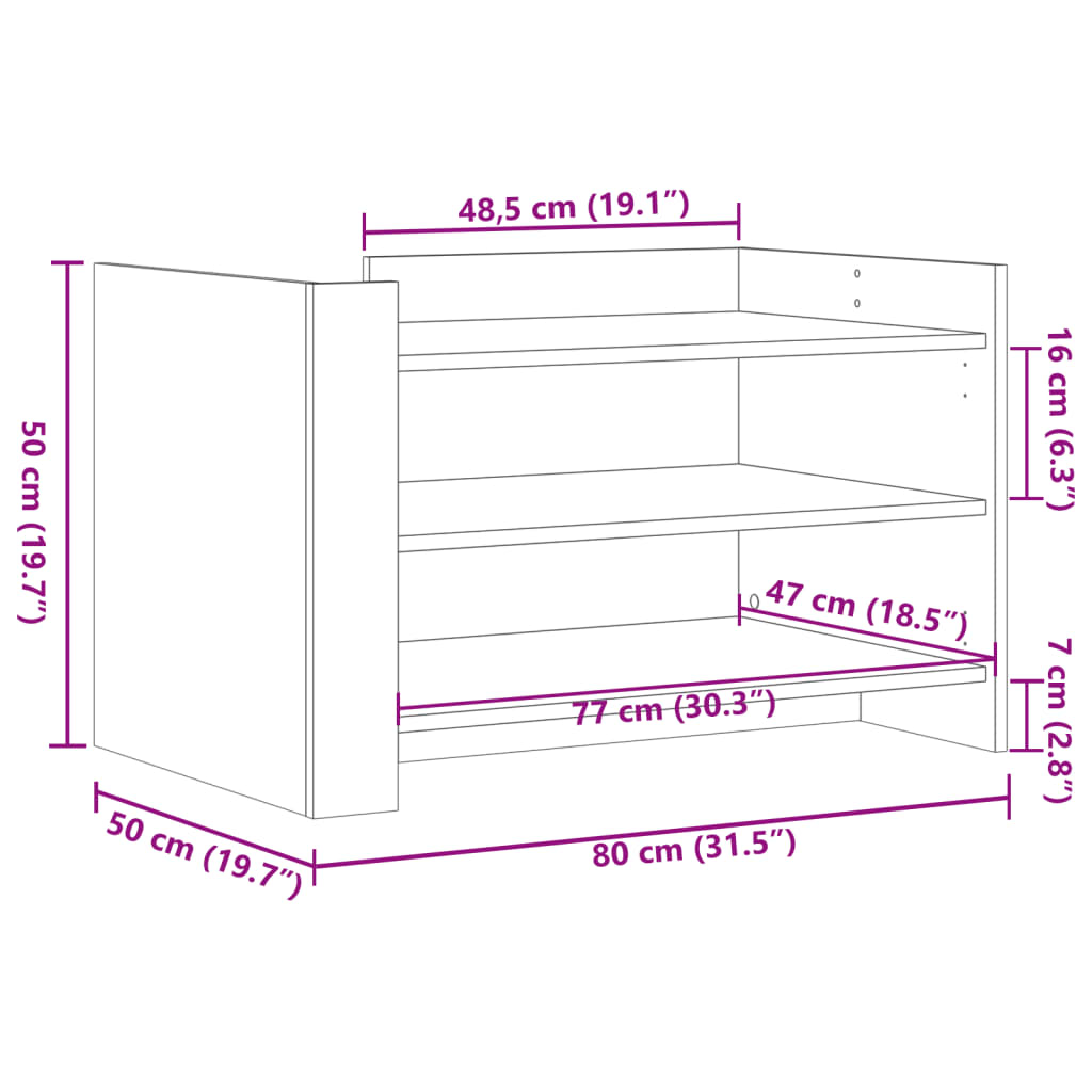 Salongbord Sofabord Hvit 80x50x50 cm