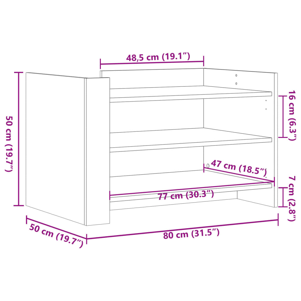 Salongbord Sofabord Brun Eik 80x50x50 cm