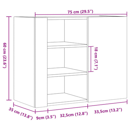 Veggskap Brun Eik 75x35x60 cm