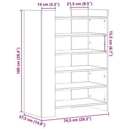 Skoskap Skohylle Skobenk Røkt Eik 74,5x37,5x100 cm