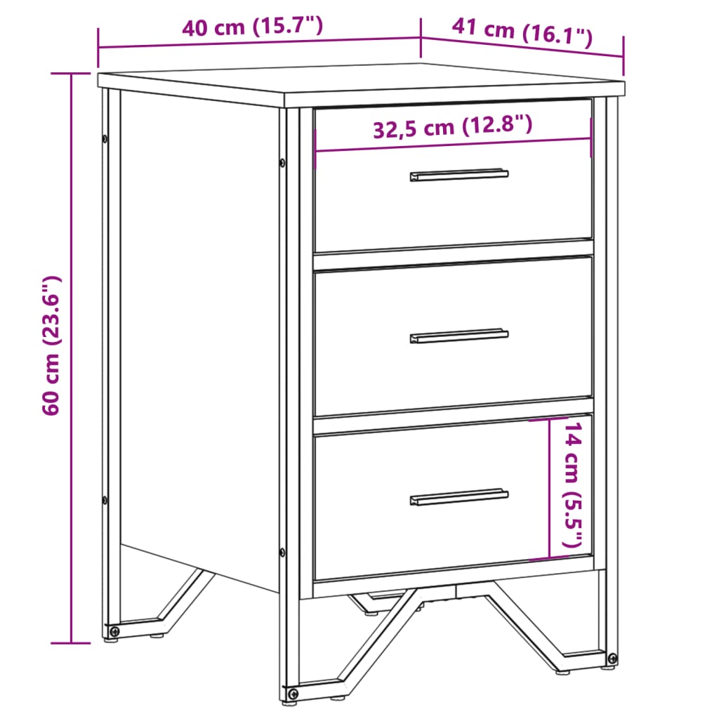 Nattbord Sengbord Brun Eik 40x41x60 cm