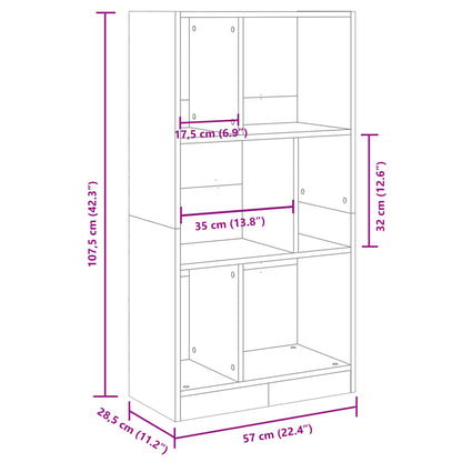 Bokhylle Svart 57x28,5x107,5 cm