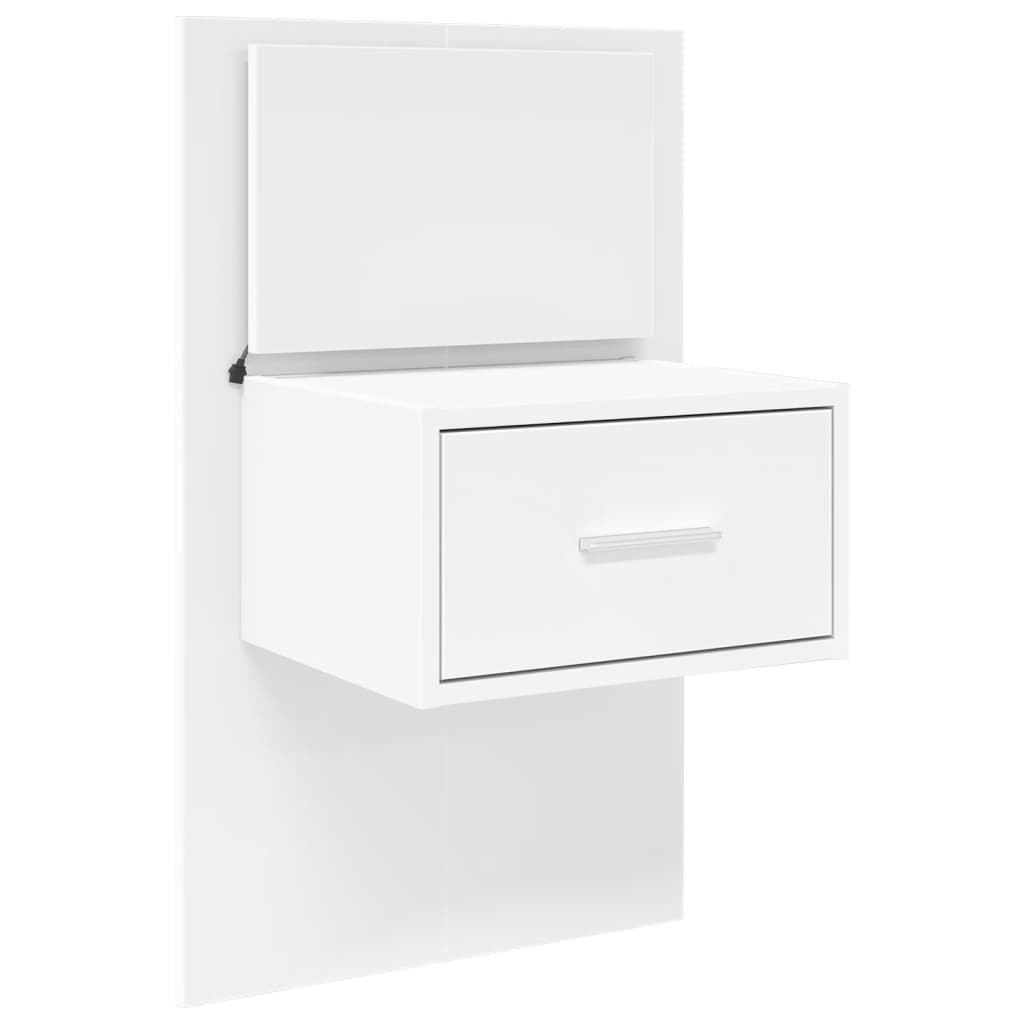 Nattbord Sengbord Hvit med LED-lys