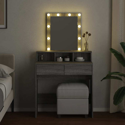 Sminkebord Sonoma Grå LED 80x41x144,5 cm