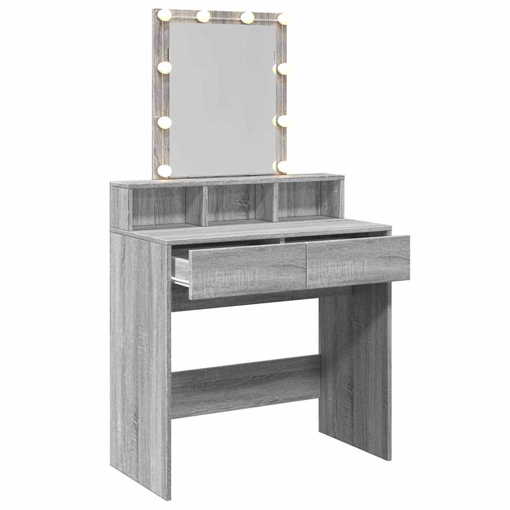 Sminkebord Sonoma Grå LED 80x41x144,5 cm