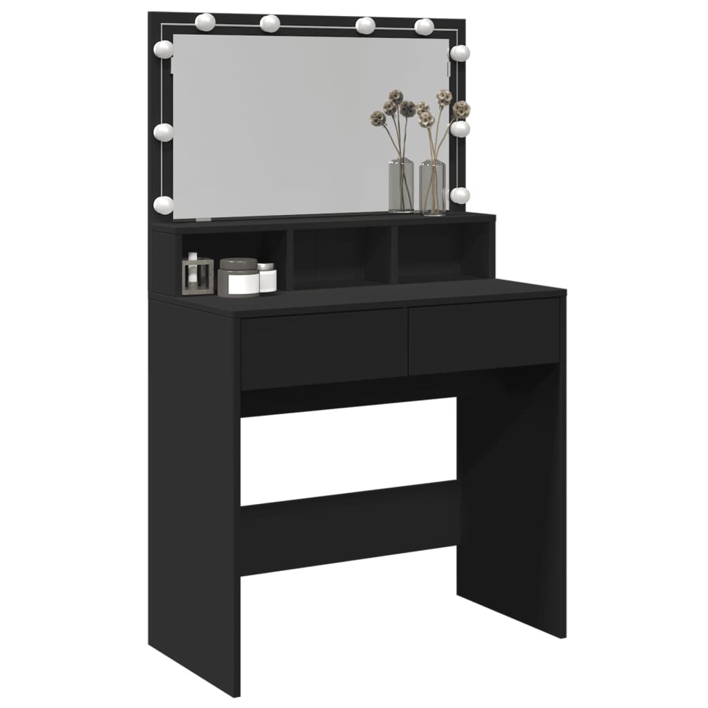 Sminkebord Svart LED 80x41x134,5 cm