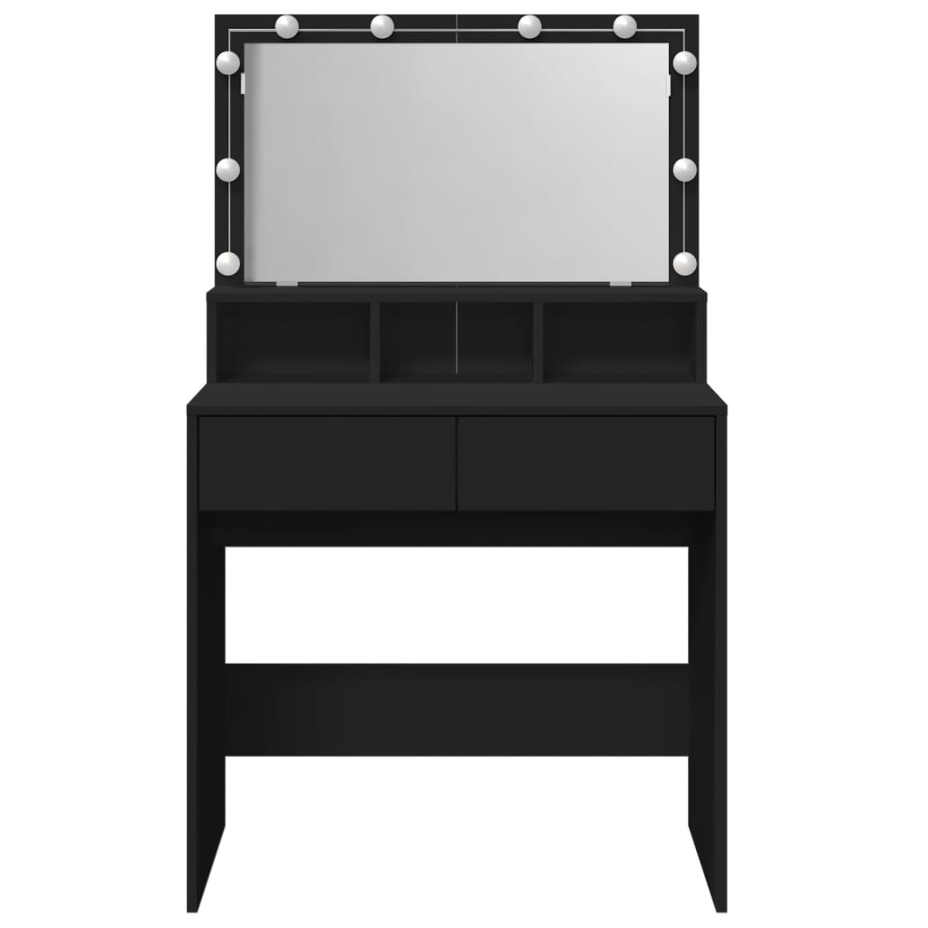 Sminkebord Svart LED 80x41x134,5 cm