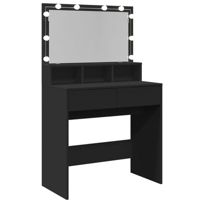 Sminkebord Svart LED 80x41x134,5 cm