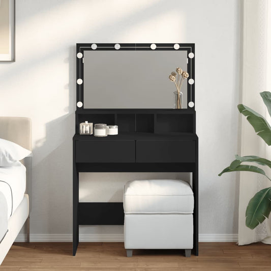 Sminkebord Svart LED 80x41x134,5 cm