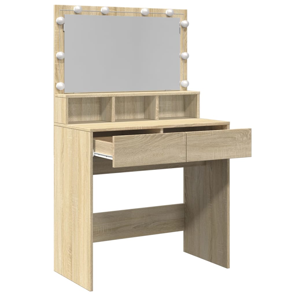 Sminkebord Sonoma Eik LED 80x41x134,5 cm