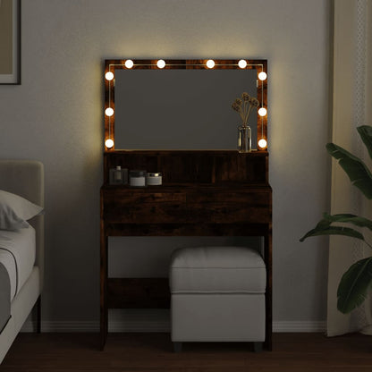 Sminkebord Røkt Eik LED 80x41x134,5 cm