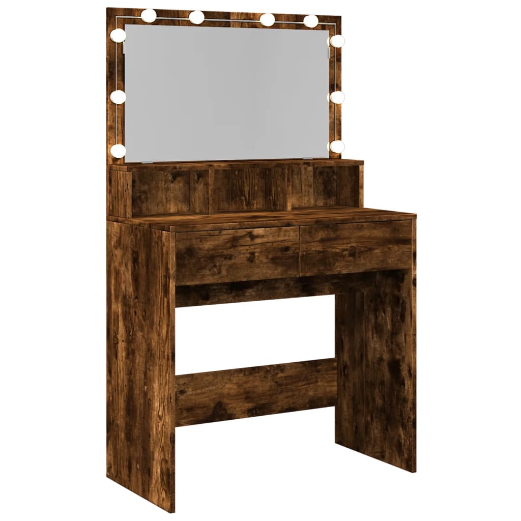 Sminkebord Røkt Eik LED 80x41x134,5 cm