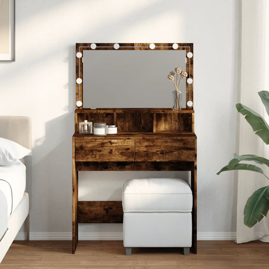 Sminkebord Røkt Eik LED 80x41x134,5 cm