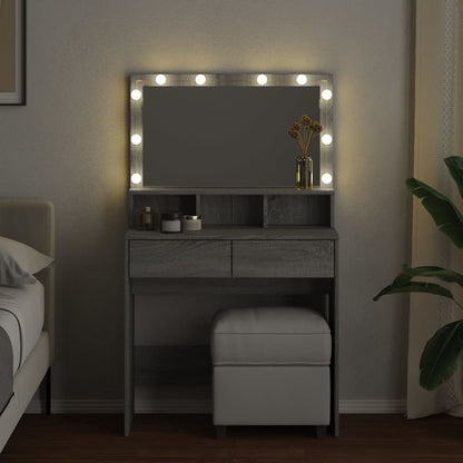 Sminkebord Sonoma Grå LED 80x41x134,5 cm