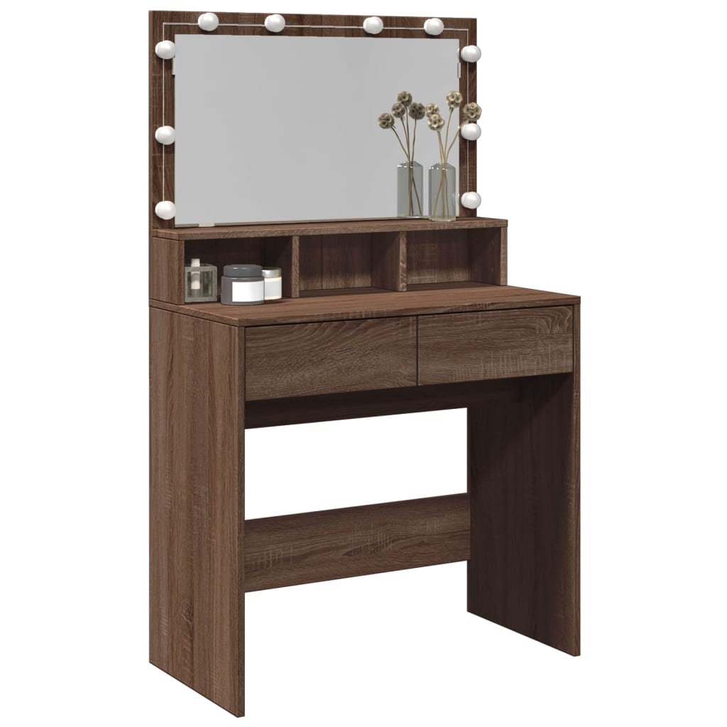 Sminkebord Brun Eik LED 80x41x134,5 cm